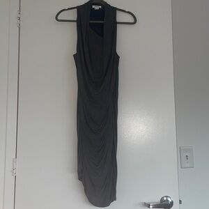 Grey Asymmetrical Neckline Dress